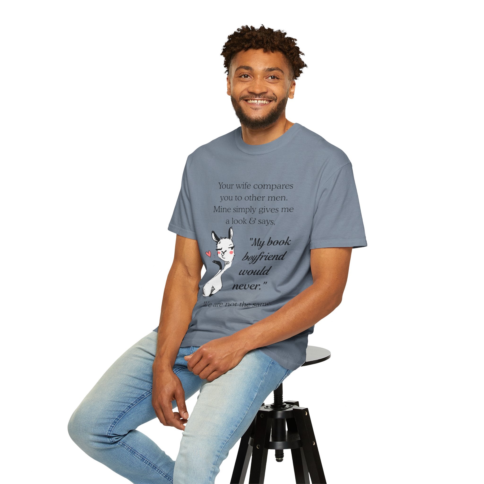 Book Boyfriend T-Shirt – “My Book Boyfriend Would Never” | Funny Reader Shirt | BookTok Romance Tee