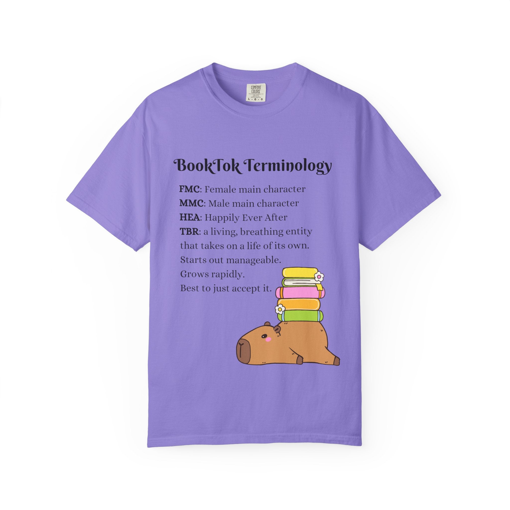 BookTok Terminology T-Shirt – Funny TBR Pile Reader Capybara Tee for Book Lovers