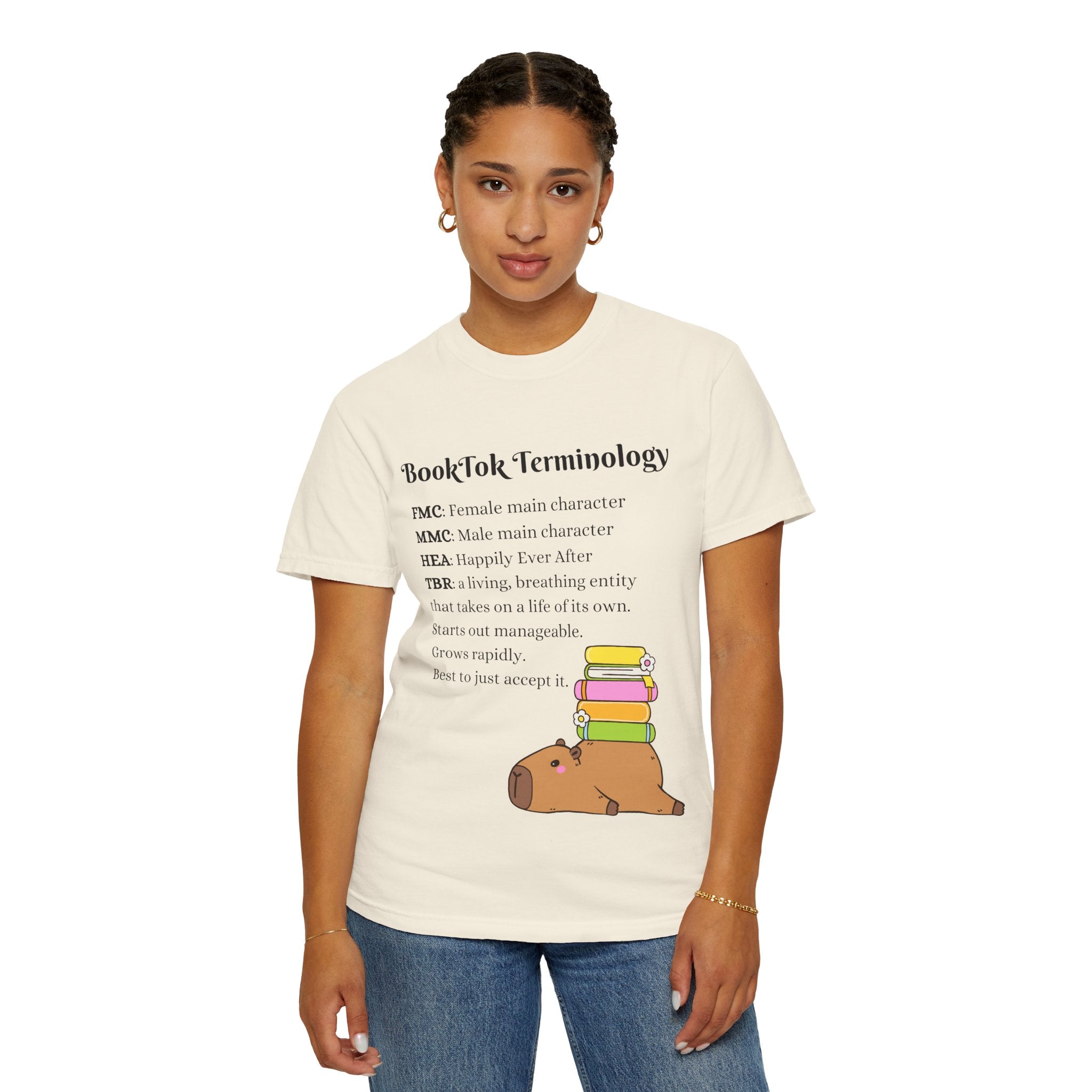 BookTok Terminology T-Shirt – Funny TBR Pile Reader Capybara Tee for Book Lovers