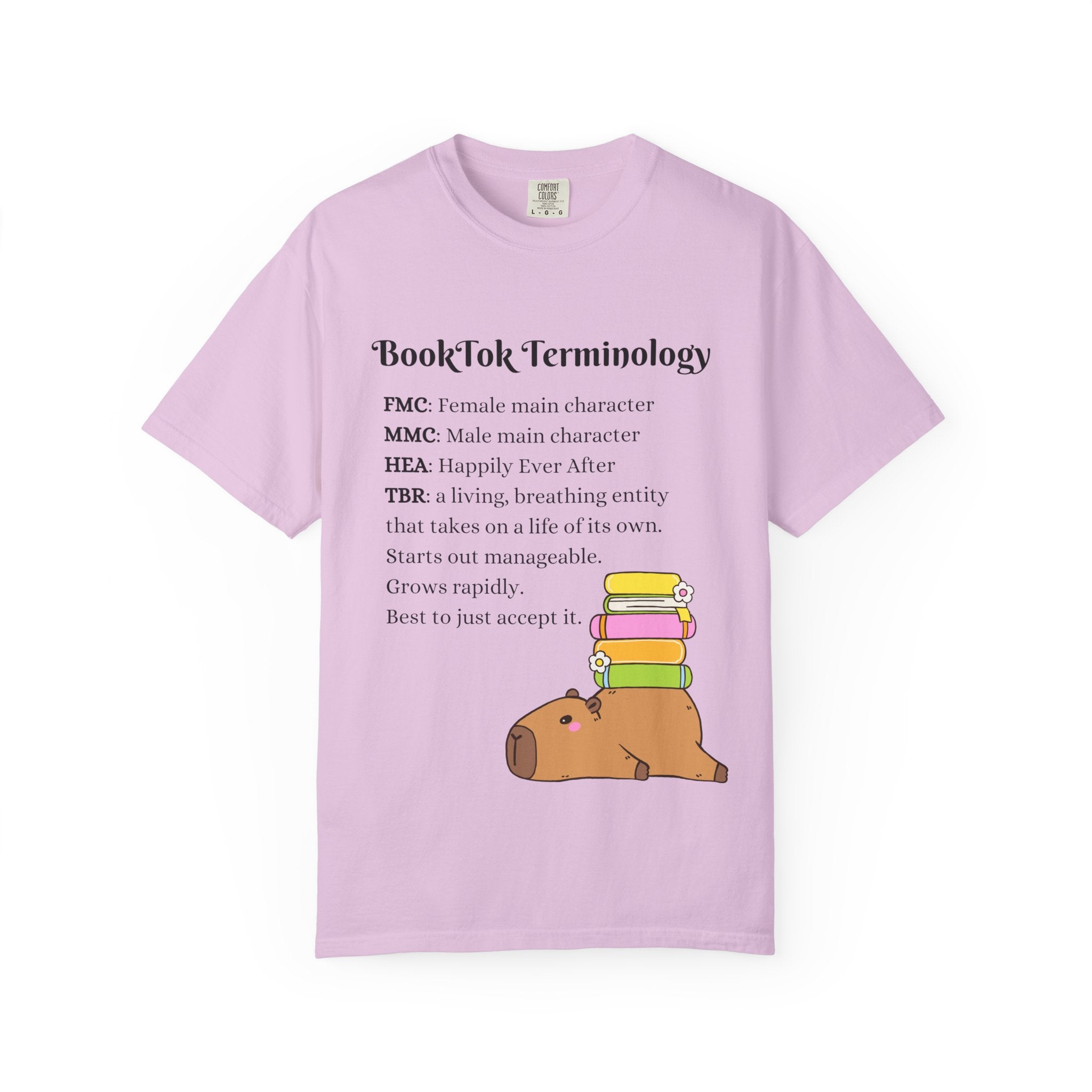 BookTok Terminology T-Shirt – Funny TBR Pile Reader Capybara Tee for Book Lovers