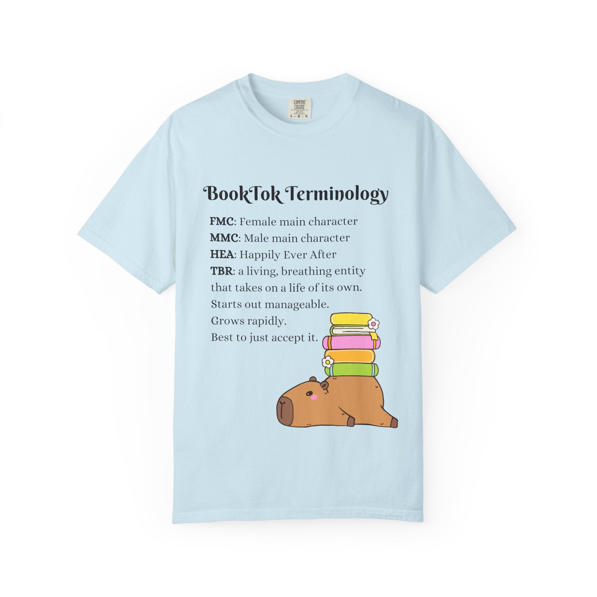 BookTok Terminology T-Shirt – Funny TBR Pile Reader Capybara Tee for Book Lovers