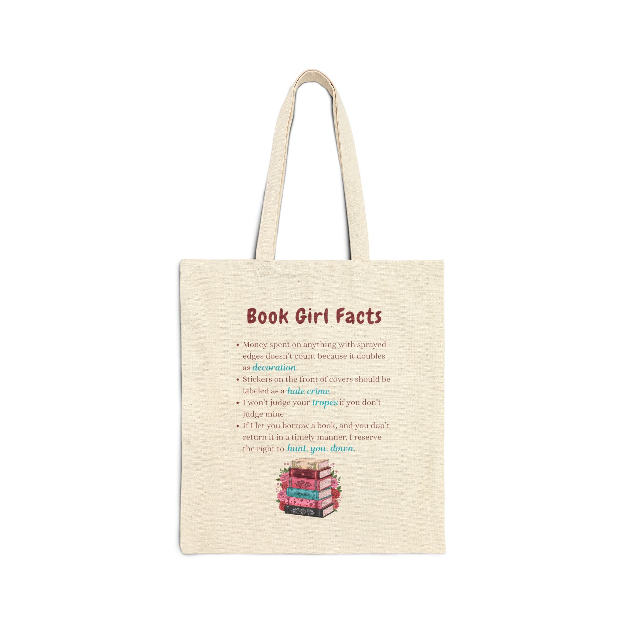 Book Girl Facts Tote Bag – Cute Canvas Tote for Readers