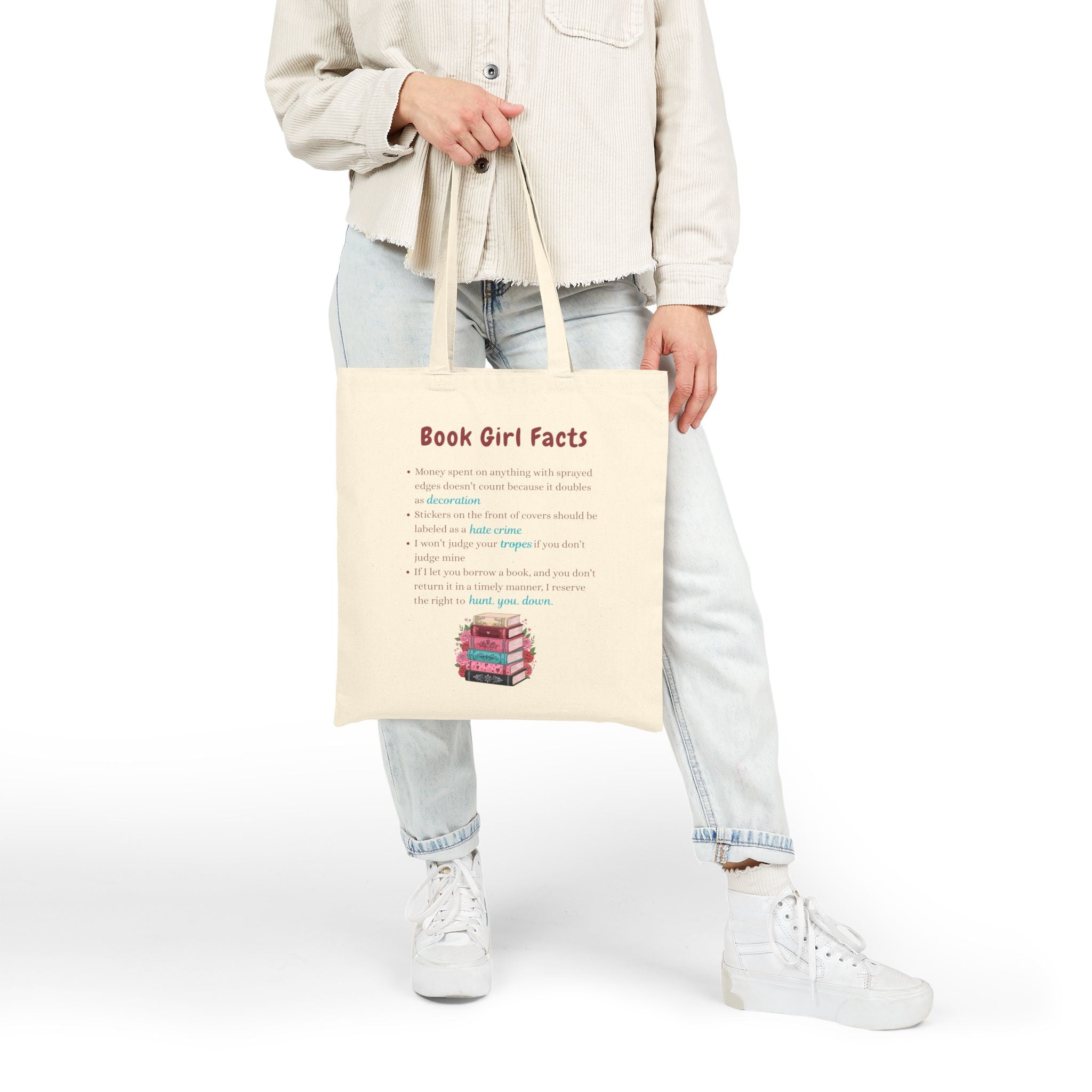 Book Girl Facts Tote Bag – Cute Canvas Tote for Readers