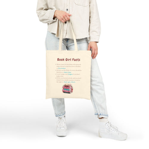 Book Girl Facts Tote Bag – Cute Canvas Tote for Readers