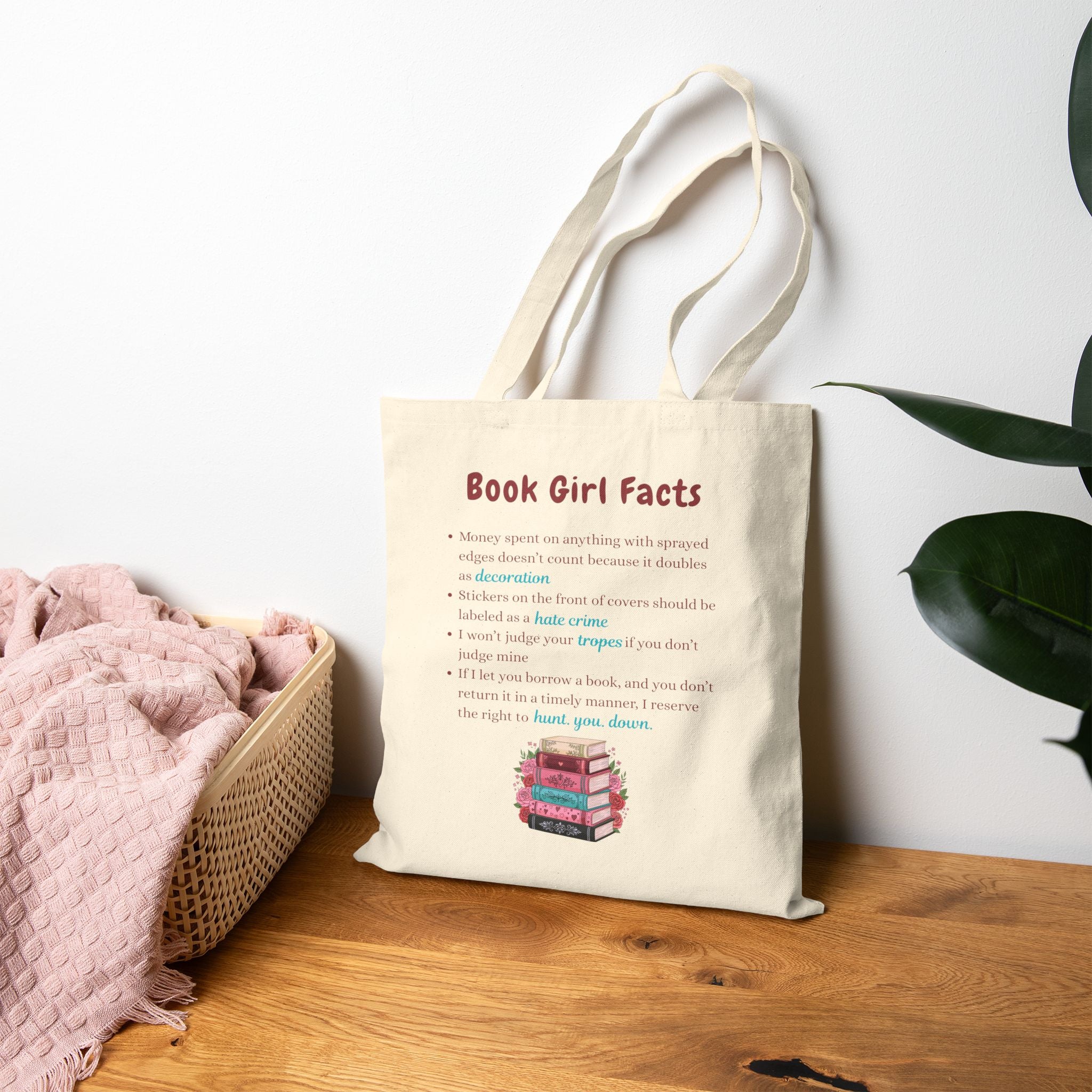 Book Girl Facts Tote Bag – Cute Canvas Tote for Readers